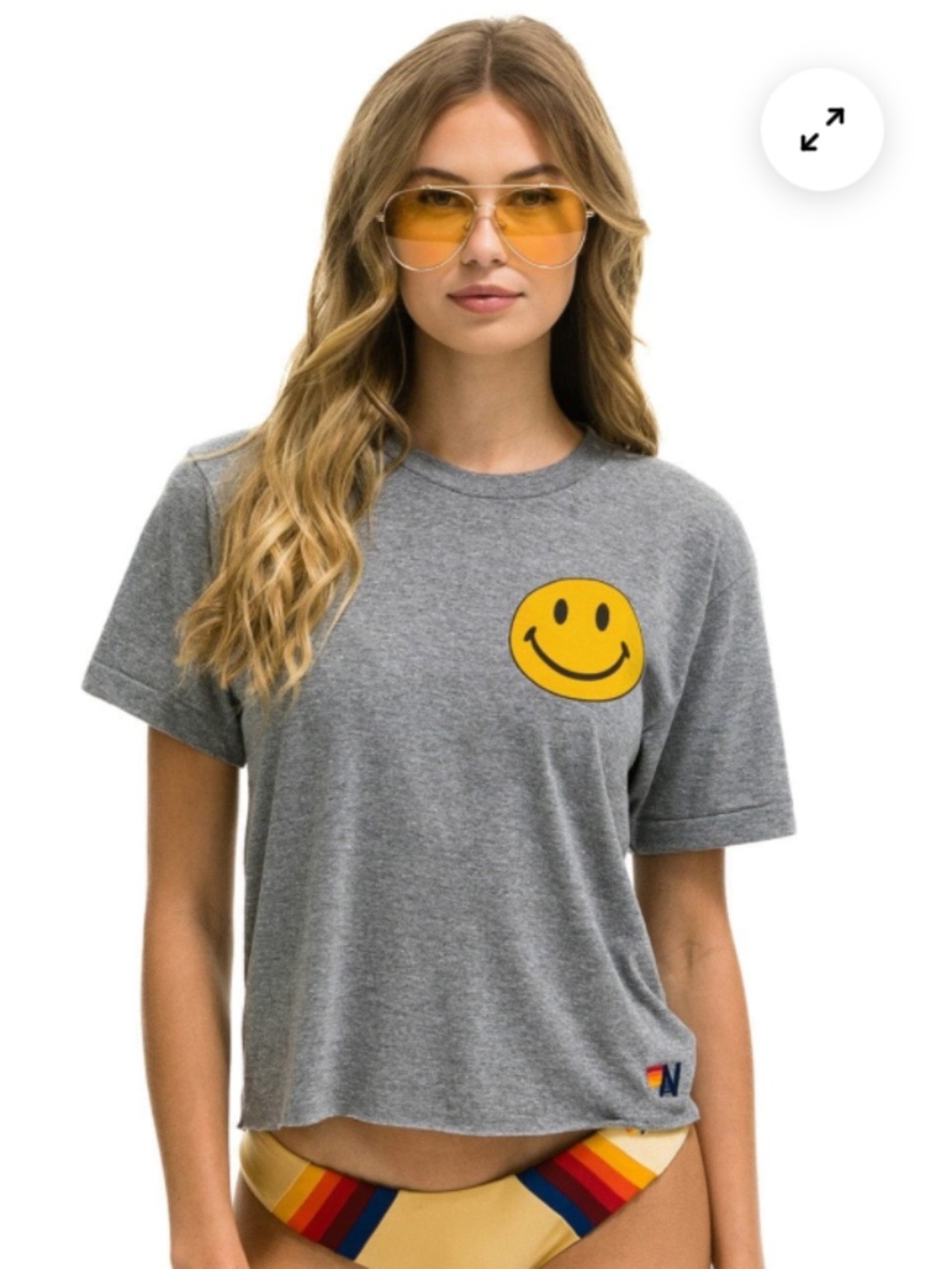 Aviator Nation SMILEY 2 BOYFRIEND TEE - HEATHER
